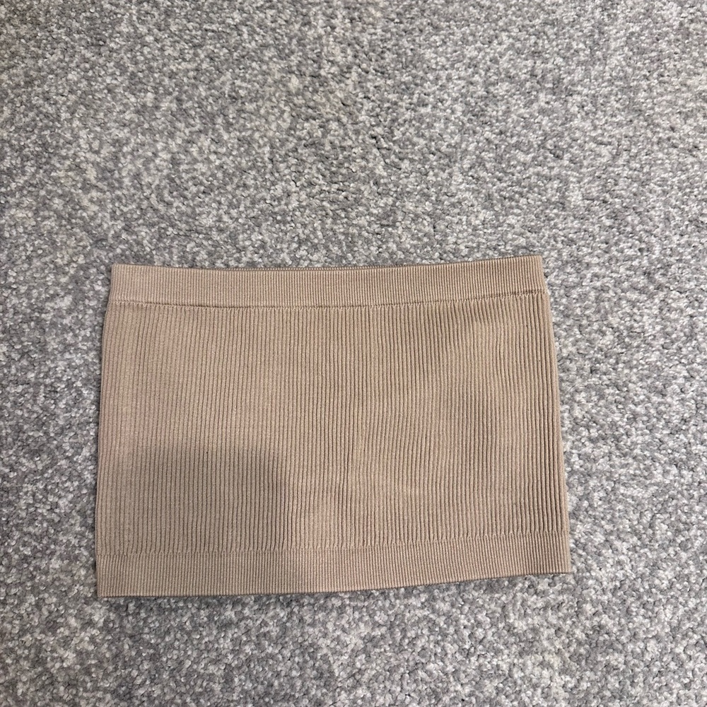 Tan Ribbed Tube Top - small - final sale